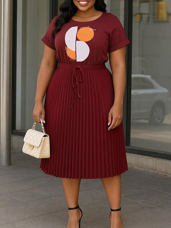 Printed Pleated Dress