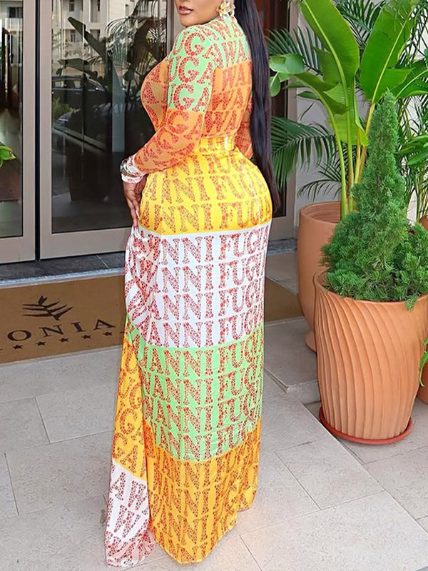 Printed Sheer Ruched Dress