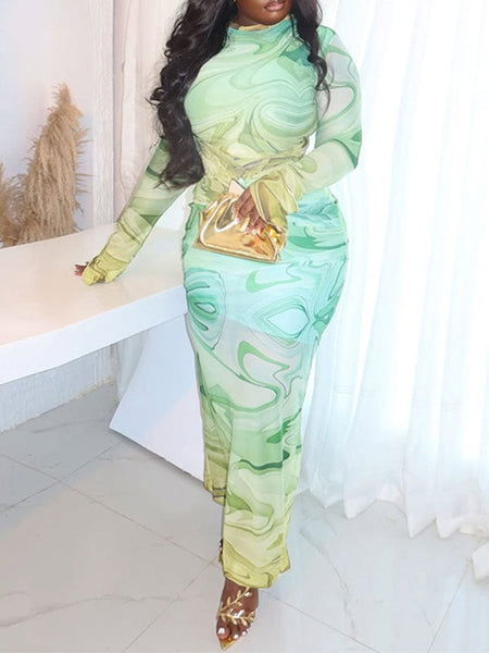 Printed Bodycon Maxi Dress