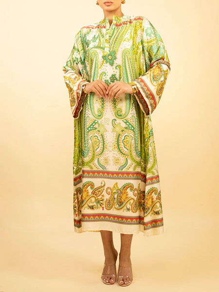 Printed Button-Front Dress