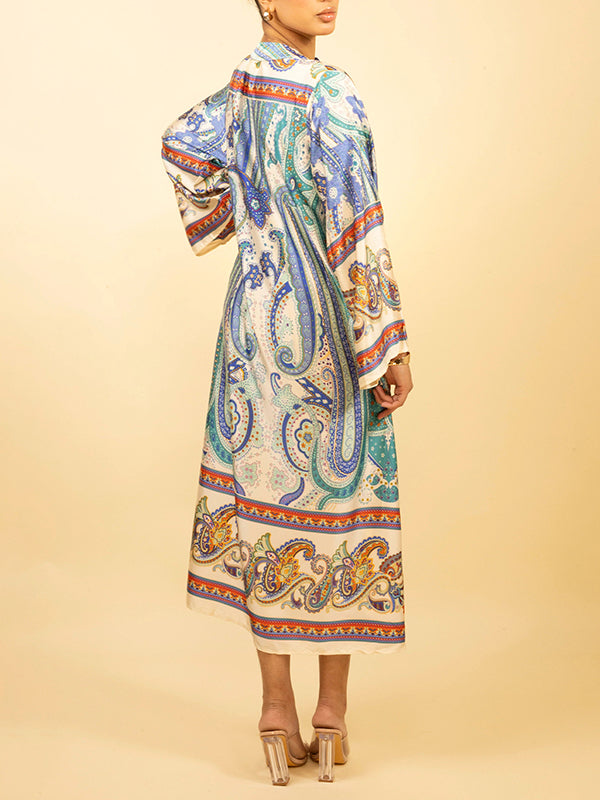 Printed Button-Front Dress