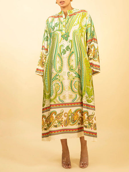 Printed Button-Front Dress