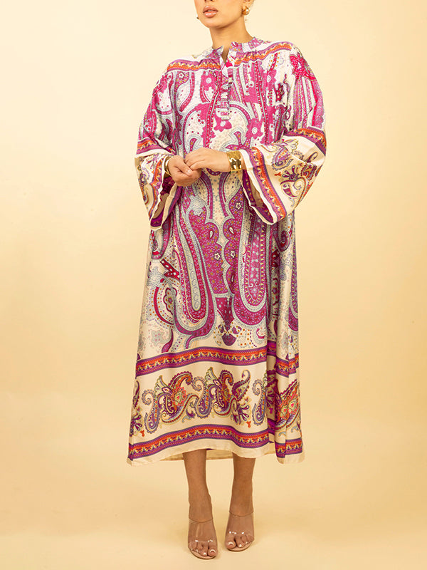 Printed Button-Front Dress
