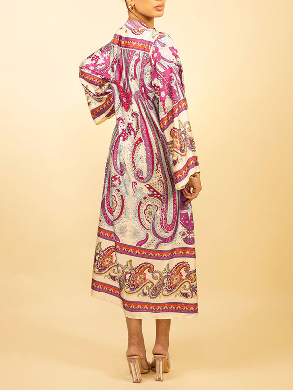 Printed Button-Front Dress