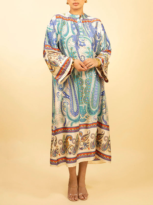 Printed Button-Front Dress