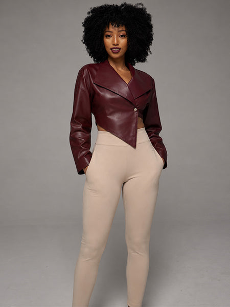 Faux-Leather One-Button Blazer