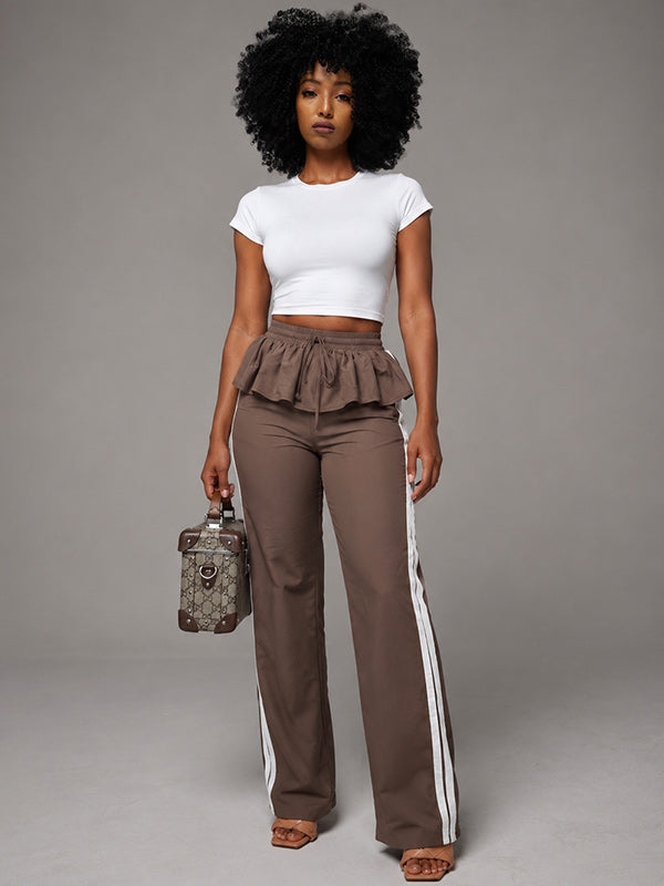 Side-Stripe Peplum Pants