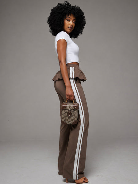 Side-Stripe Peplum Pants