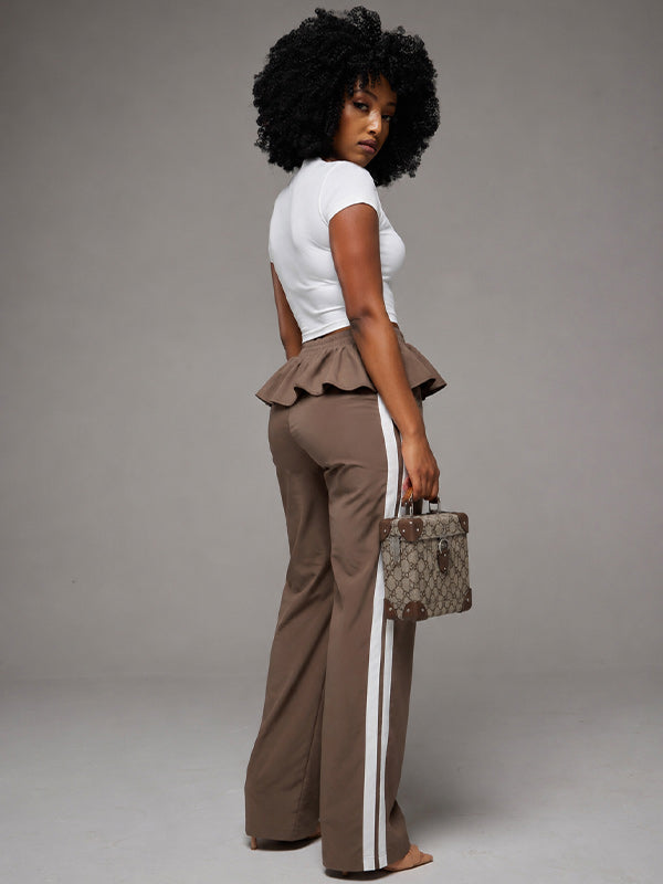 Side-Stripe Peplum Pants