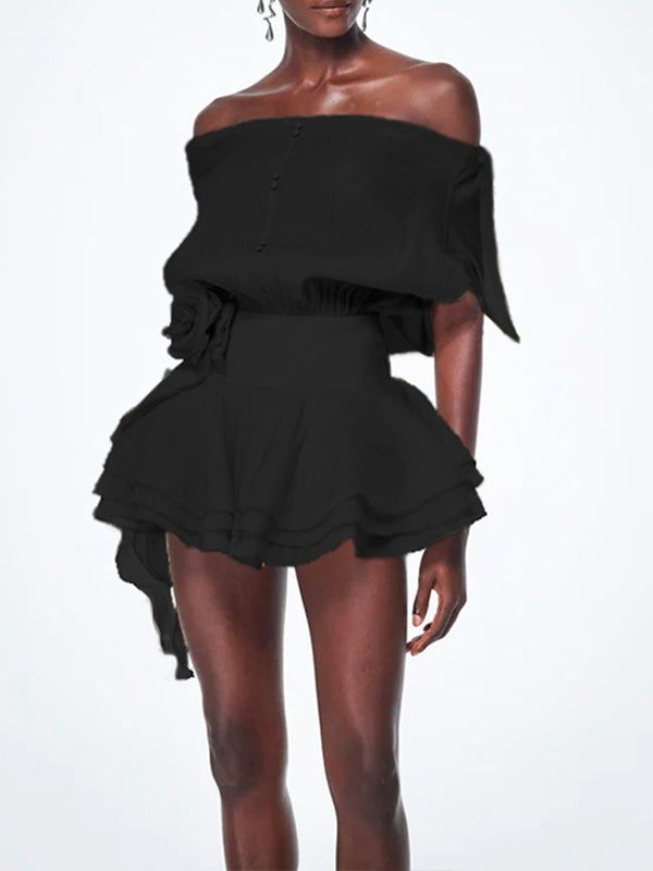 Off-Shoulder Sheer Mini Dress