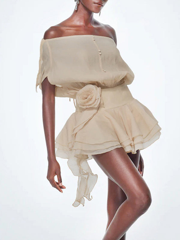 Off-Shoulder Sheer Mini Dress