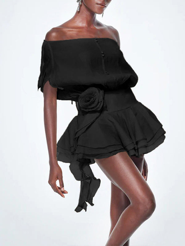 Off-Shoulder Sheer Mini Dress