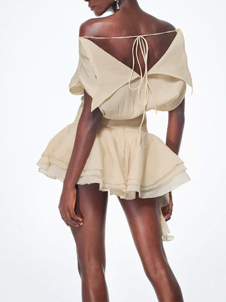 Off-Shoulder Sheer Mini Dress