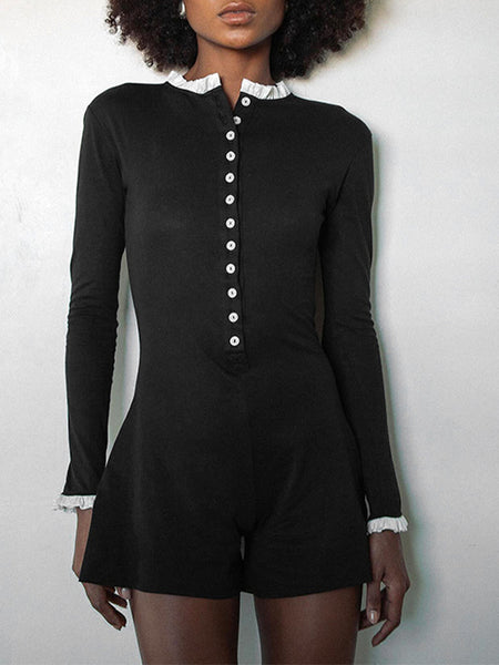 Frilled Button-Front Romper