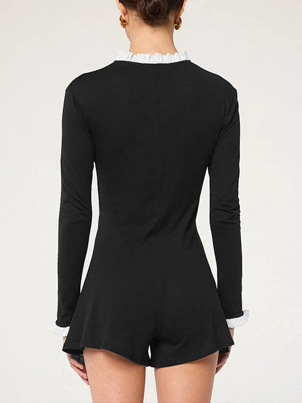 Frilled Button-Front Romper