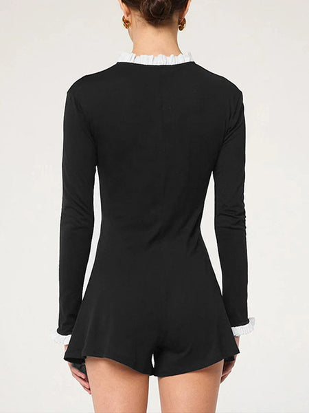 Frilled Button-Front Romper