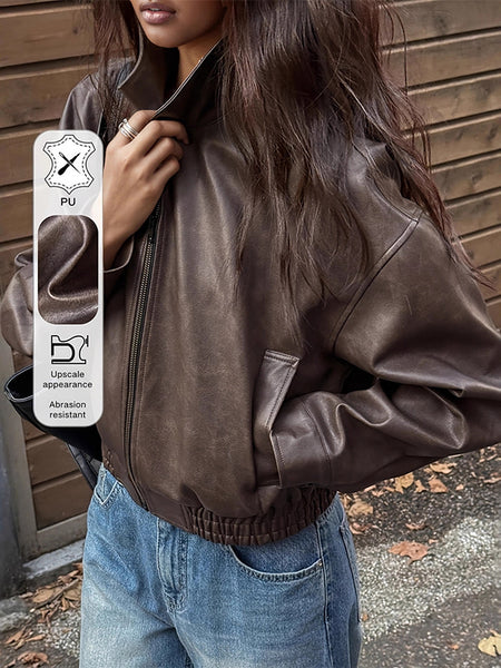 Zip-Front Faux-Leather Jacket