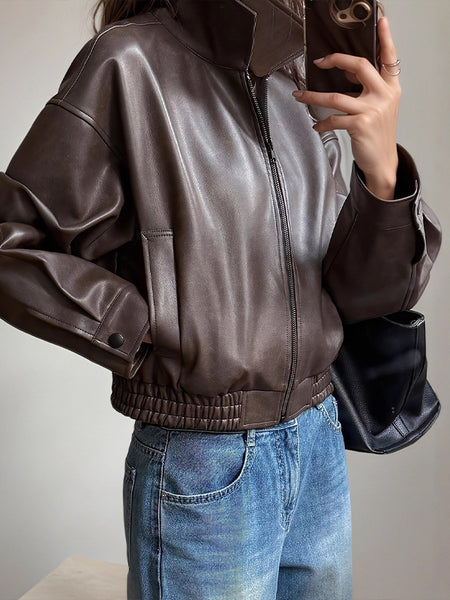 Zip-Front Faux-Leather Jacket