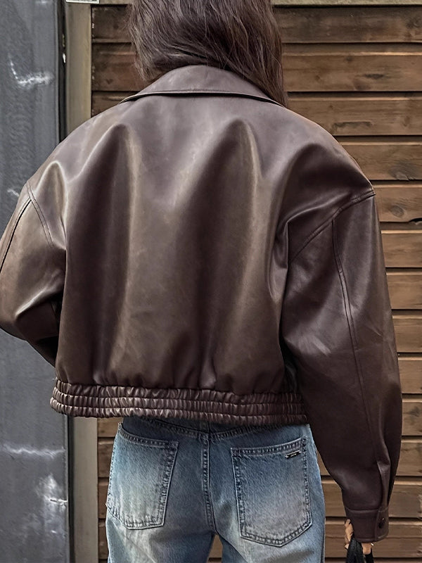 Zip-Front Faux-Leather Jacket