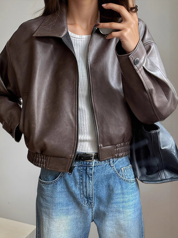 Zip-Front Faux-Leather Jacket