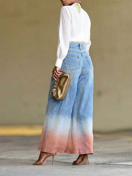 Ombre Wide Leg Jeans
