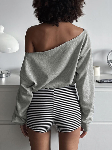 Printed Boat-Neck Sweatshirt