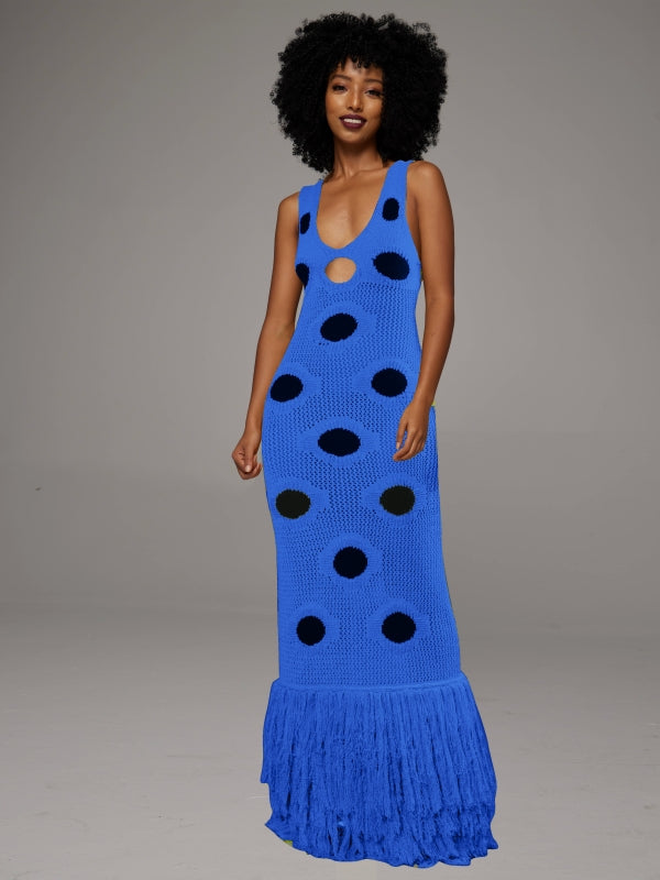 Dot Fringe Sleeveless Dress
