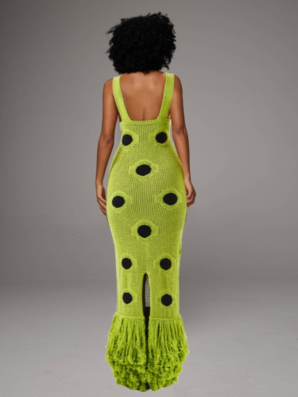 Dot Fringe Sleeveless Dress