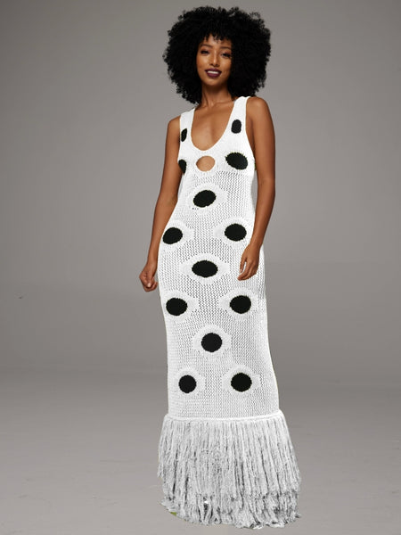 Dot Fringe Sleeveless Dress