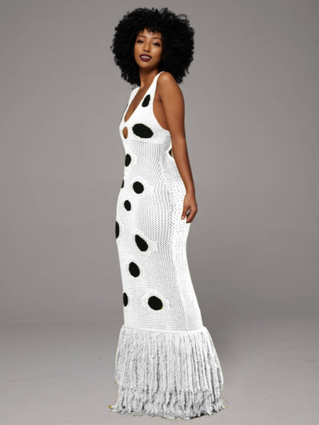 Dot Fringe Sleeveless Dress