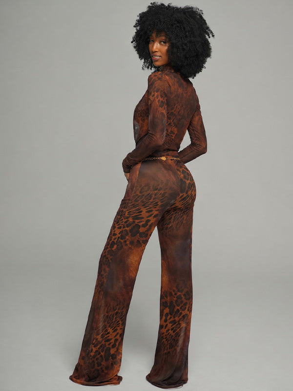 Printed Shirt & Flared Pants Set
