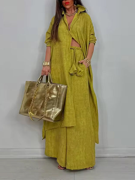 Solid Tunic Shirt & Pants Set