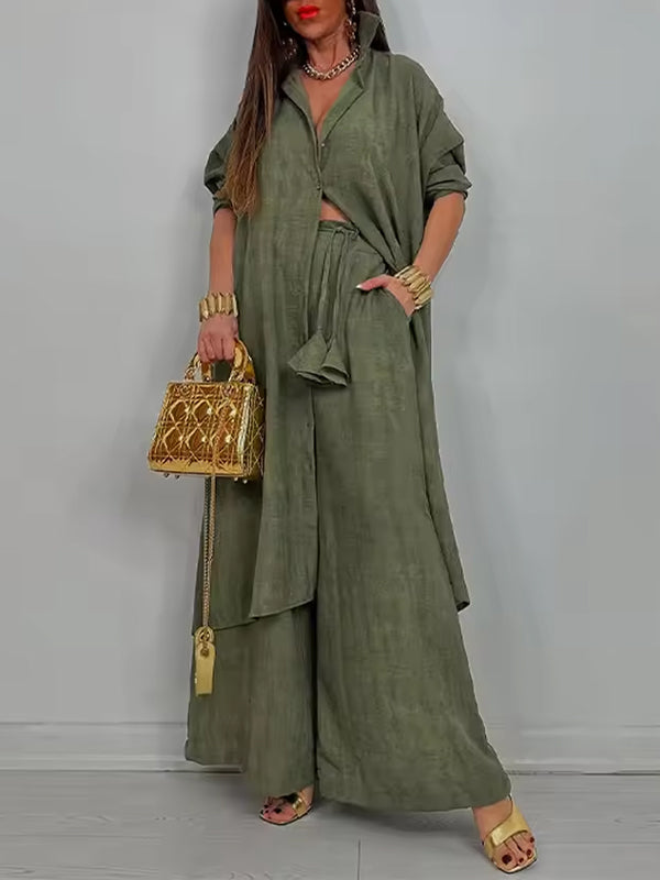 Solid Tunic Shirt & Pants Set