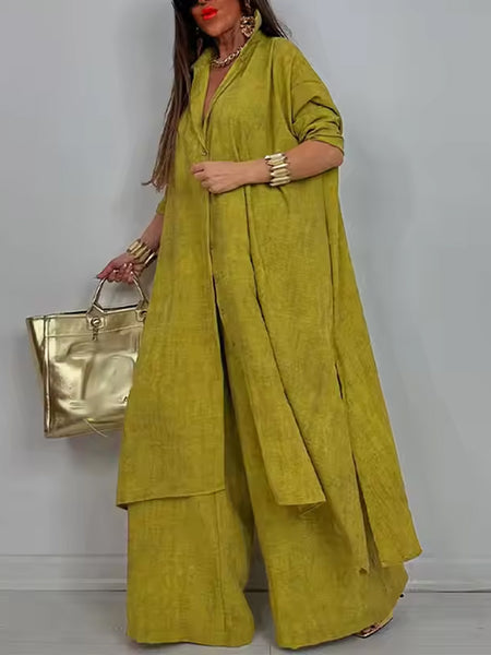Solid Tunic Shirt & Pants Set