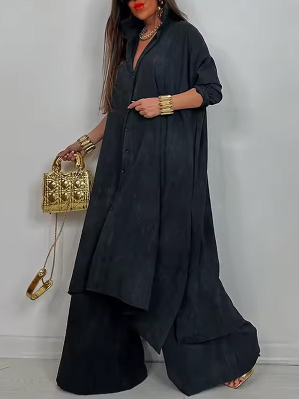 Solid Tunic Shirt & Pants Set