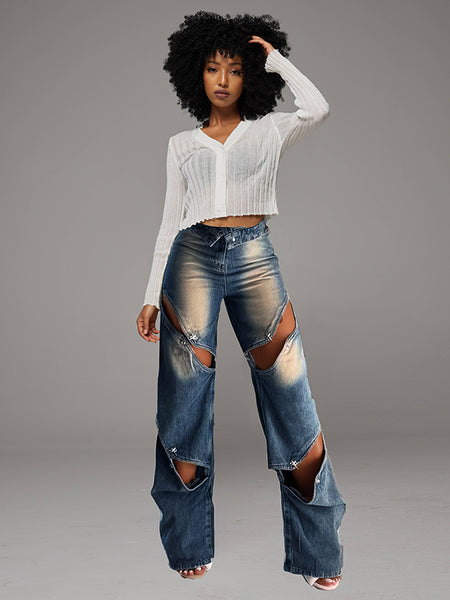 Wash Cutout Jeans