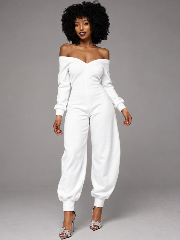 Solid V-Neck Jogger Jumpsuit