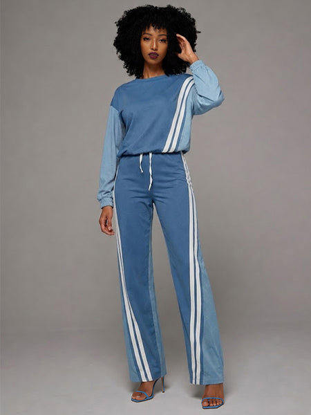 Stripe Combo Sweatshirt & Pants Set