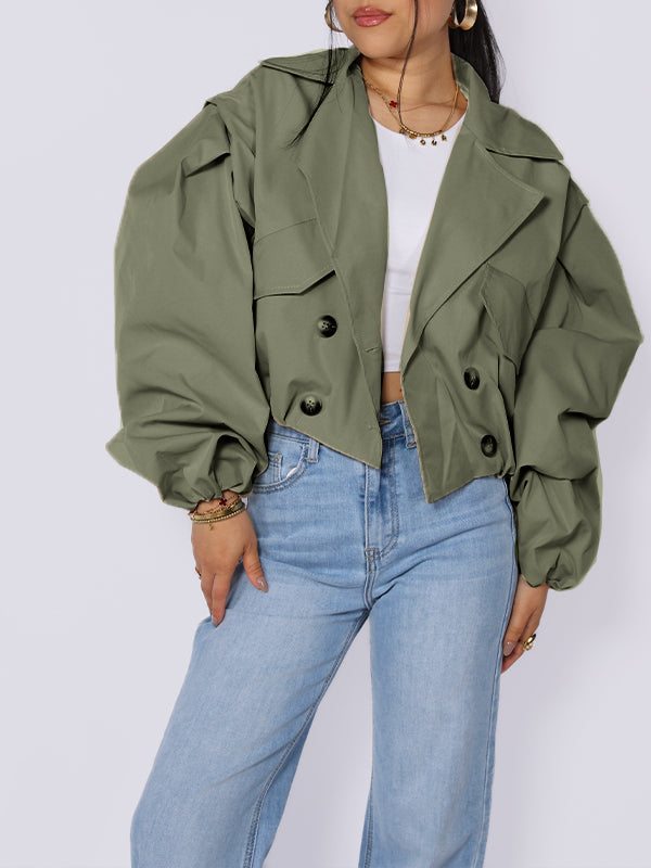 Double-Breasted Short Trench Jacket