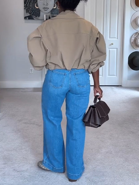 Double-Breasted Short Trench Jacket