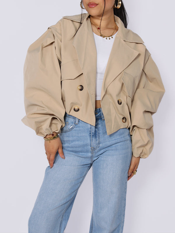 Double-Breasted Short Trench Jacket