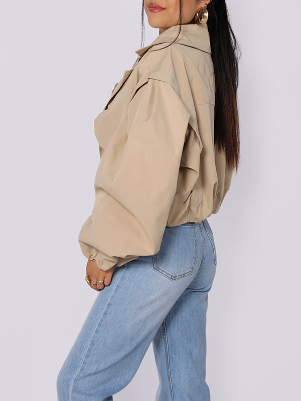 Double-Breasted Short Trench Jacket