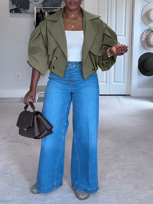 Double-Breasted Short Trench Jacket