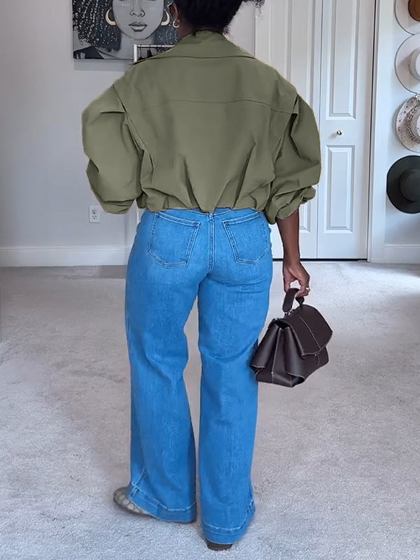 Double-Breasted Short Trench Jacket