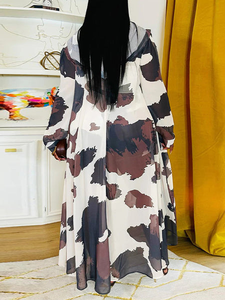 Printed Chiffon Duster & Shorts Set