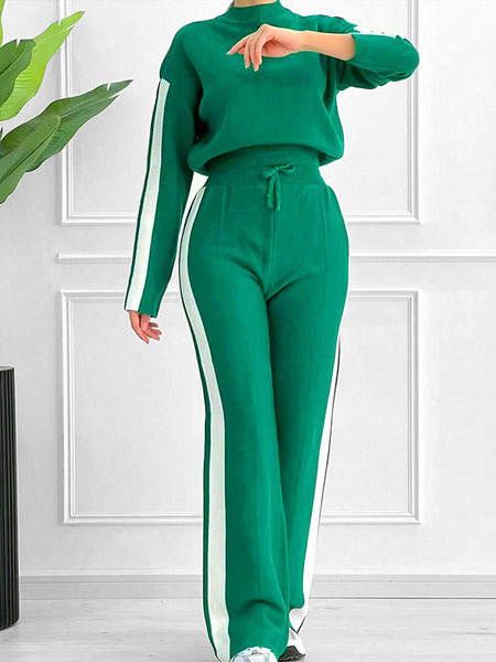 Side-Stripe Knit Pants Set