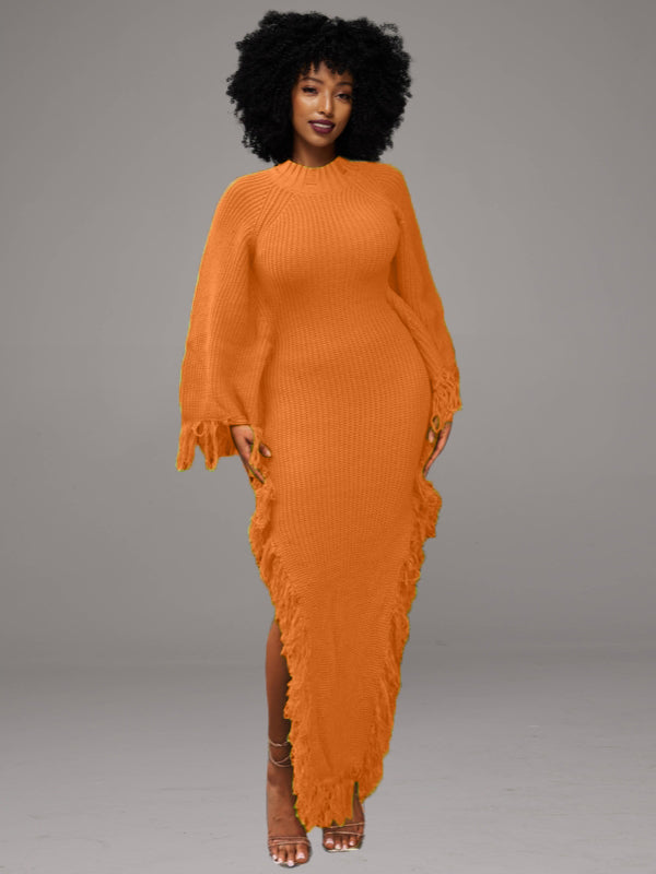 Side-Slit Fringe Dress