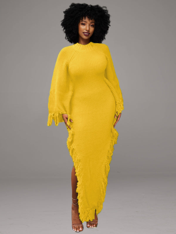 Side-Slit Fringe Dress