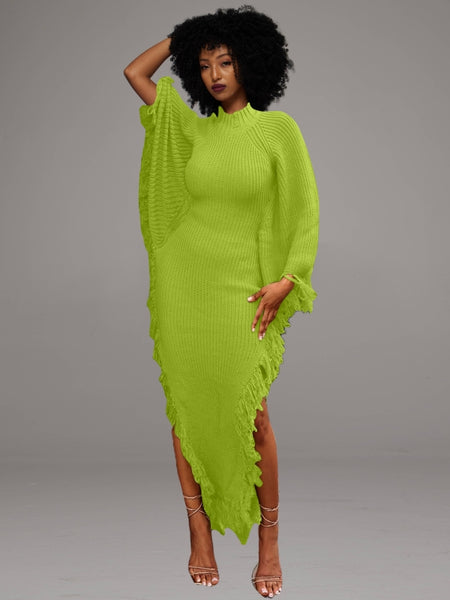 Side-Slit Fringe Dress