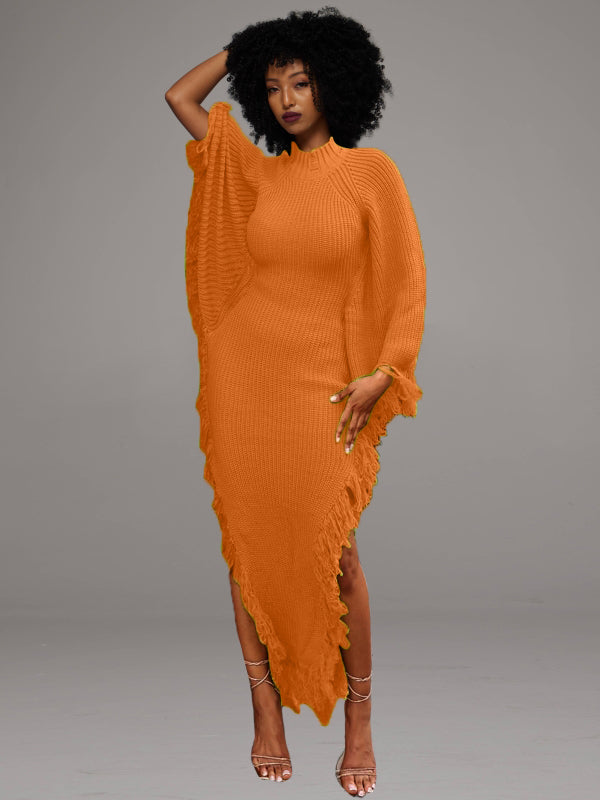 Side-Slit Fringe Dress